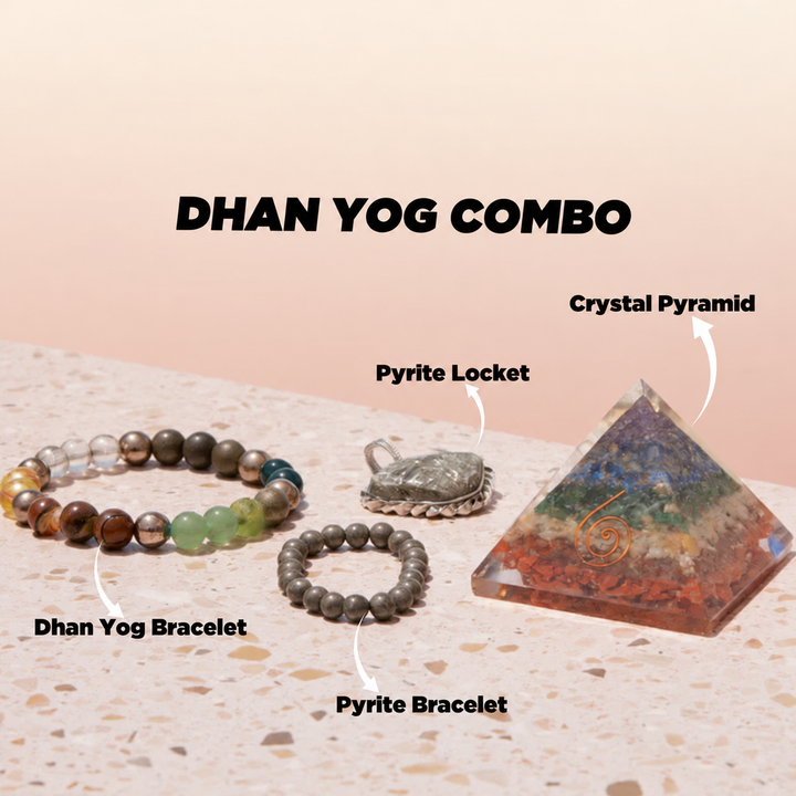 Dhan Labh Akarshit Combo with pyramid, two bracelets and pyrite pendant